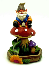 Gnome on Mushroom Back Flow Incense Burner